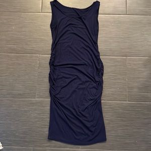 Navy Blue Basic Sleeveless Maternity Fitted Dress